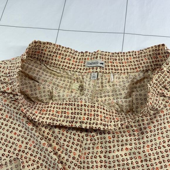 Toad&Co Shorts Womens Large Tan Sunkissed Barley Ditsy Floral Pull On Active - Picture 8 of 15